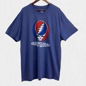 New Grateful Dead Blue Cotton Blend Crew Neck T Shirt Size XL